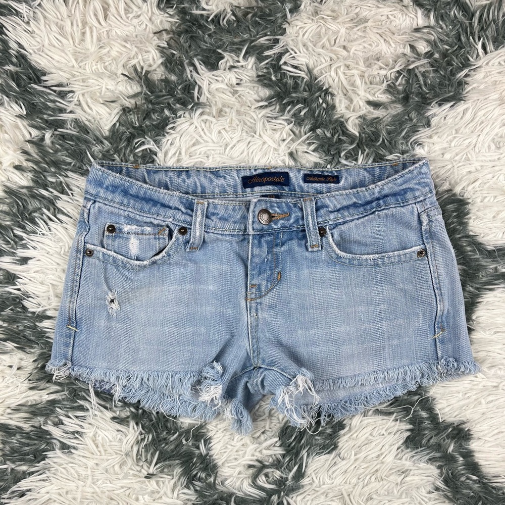 Aeropostale Women's Authentic Flare Blue Jean Shorts Size 1/2R